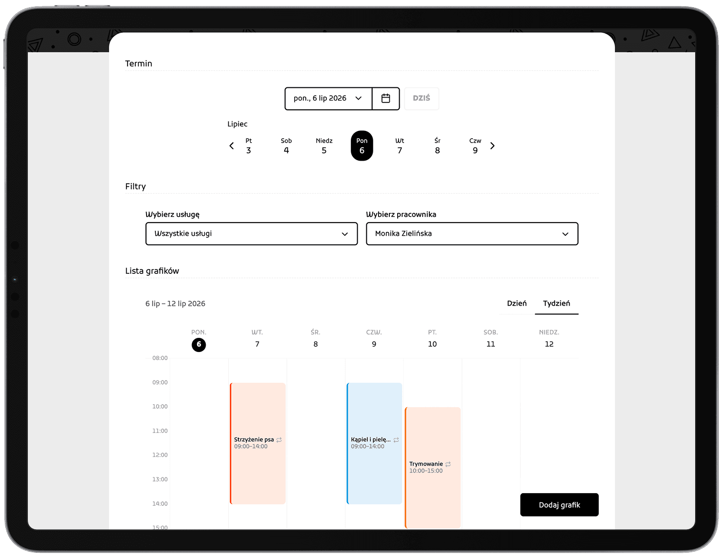 Panel Furrimo dla firm na tablecie